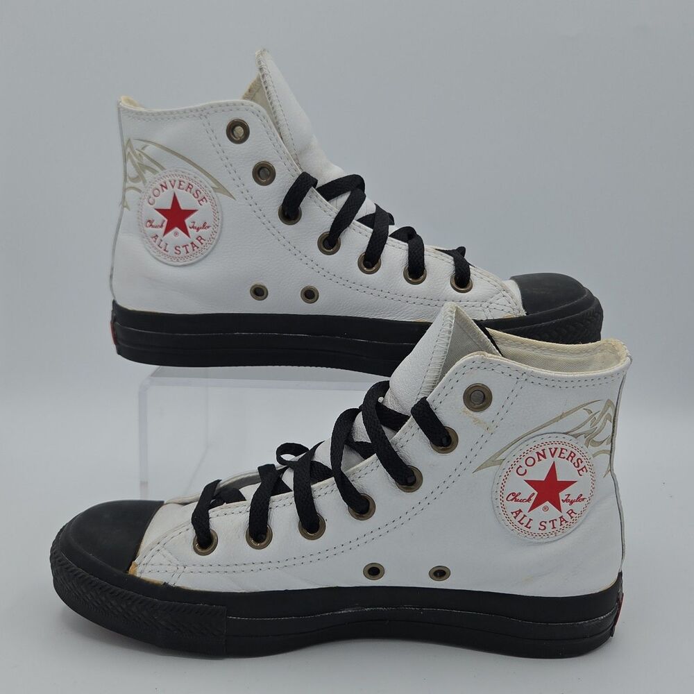 Converse Chuck Taylor All Star Womens 7 White Leather Bat Wings High Top Sneaker